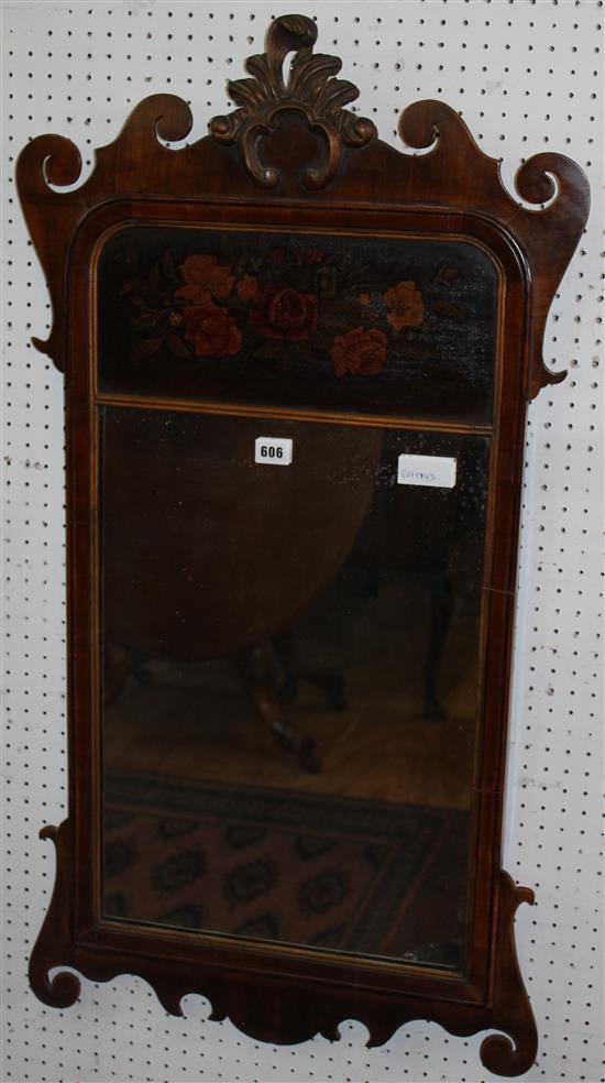 Fretwork mirror with painted flowers(-)